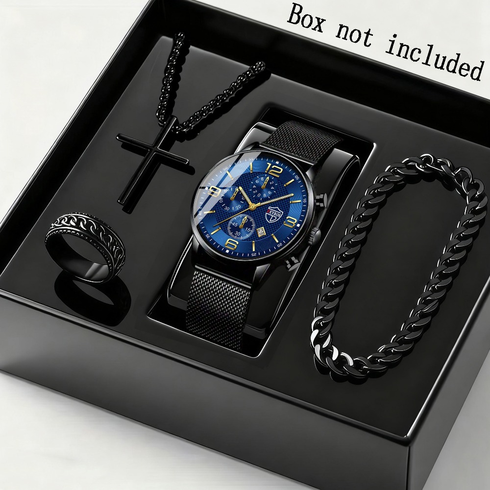 Men Accessories Elegant - 4pcs/set Set Jam Tangan & Gelang