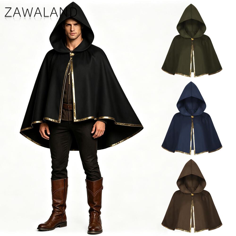 Medieval Men'S Accessories - Jubah Berkerudung Abad Pertengahan dengan Lis