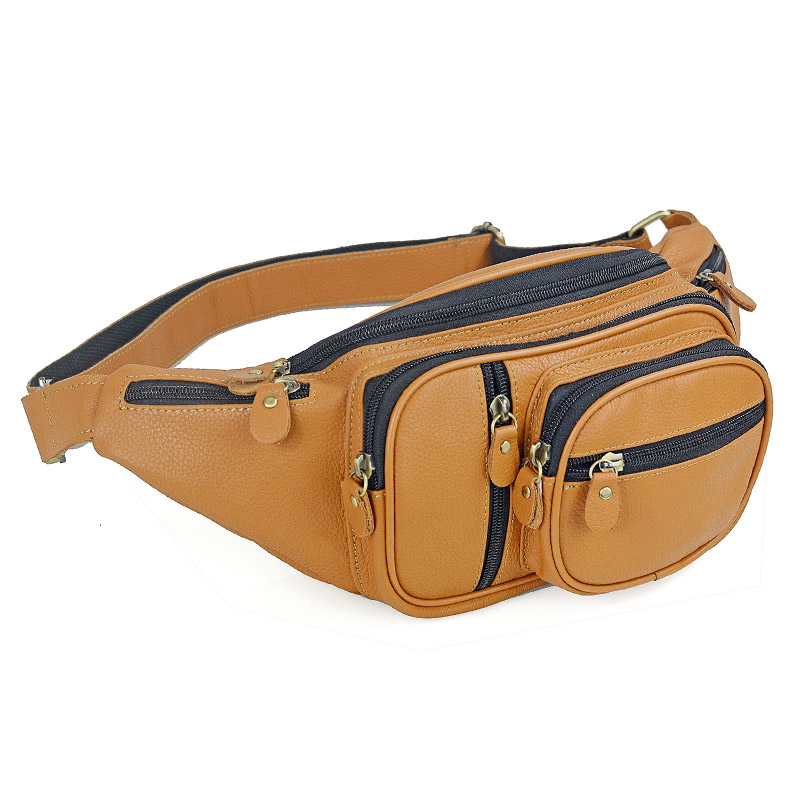 Men Accessories For Travel - Tas pinggang kulit asli pria, tas