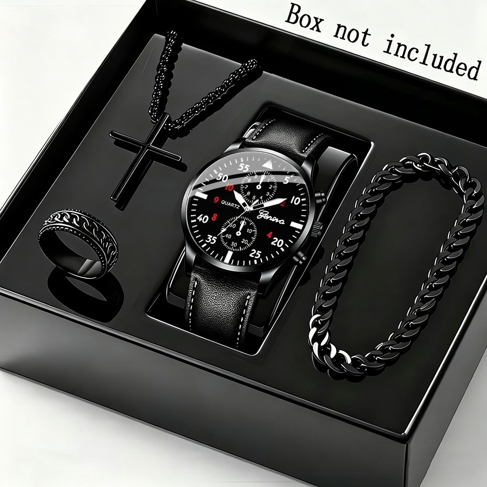 Men Accessories Elegant - Set Jam Tangan Quartz Bisnis Pria