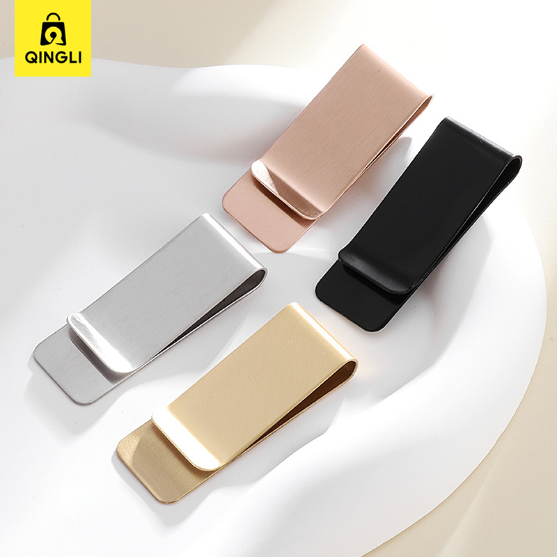 Money Clip Slim - Klip uang logam disikat, dompet tipis