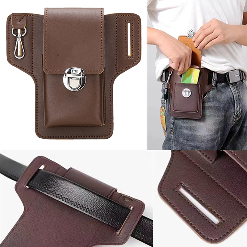 Men Accessories For Travel - Tas Pinggang pria, dompet ponsel kulit