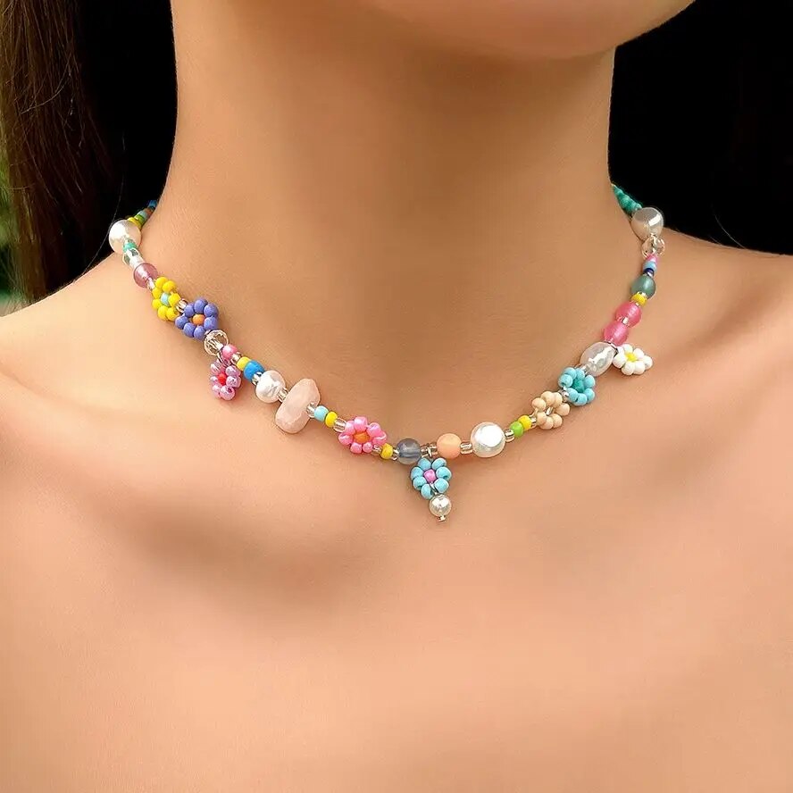 Men Accessories Aesthetic - Kalung Choker mutiara imitasi manik-manik sederhana
