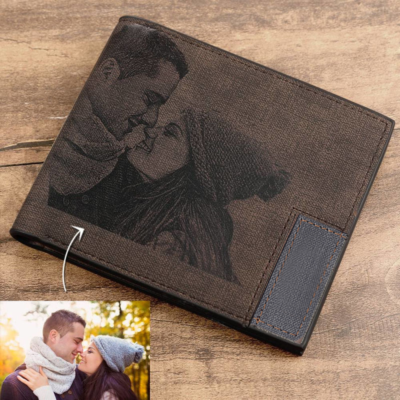Bifold Leather Wallet - Gambar Kustom PU Kulit Dompet Pria