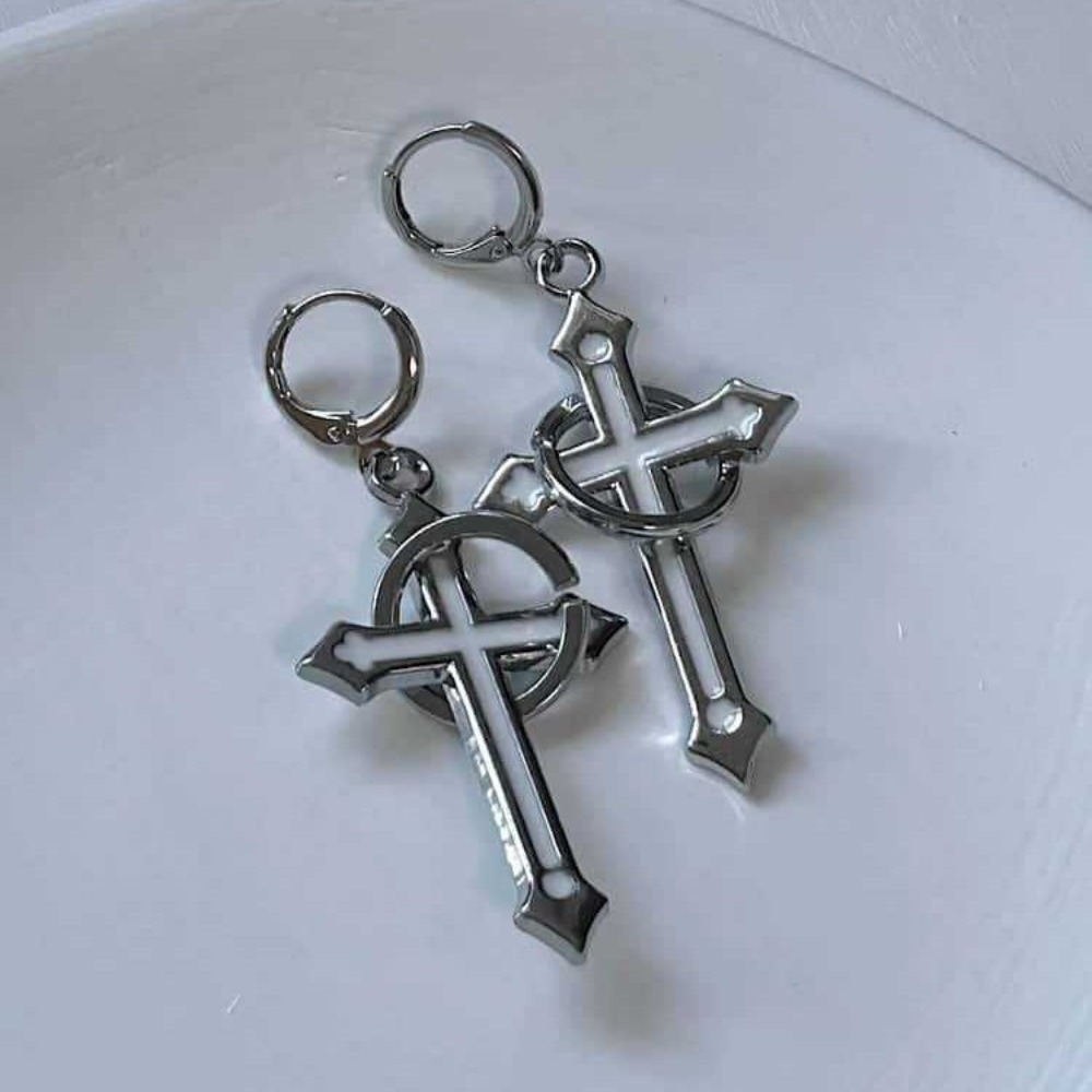 Anting Gantung Salib Lingkaran - Men Accessories Aesthetic ulasan dan harga