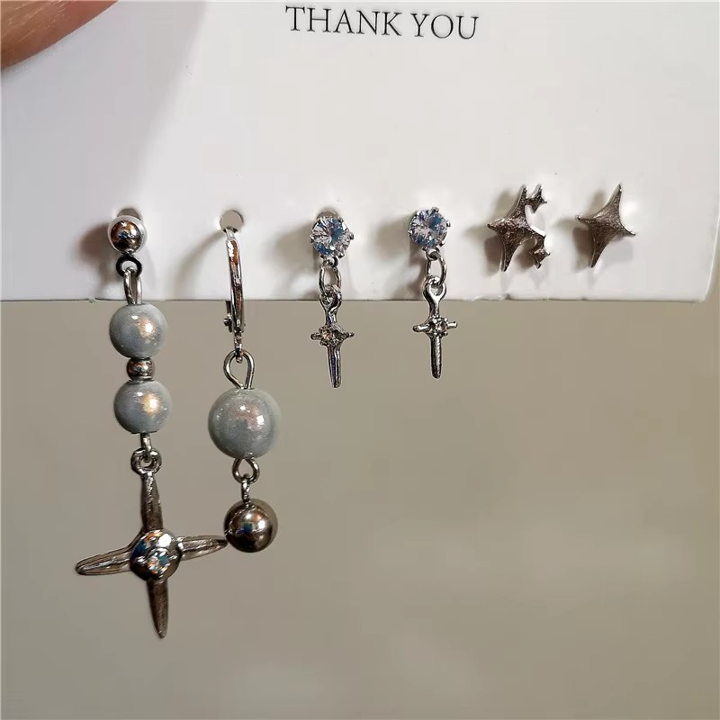 6 buah SET anting-anting liont - Men Accessories Aesthetic ulasan dan harga