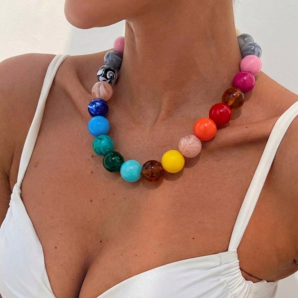 Kalung Manik-manik Bulat Besar - Men Accessories Aesthetic ulasan dan harga
