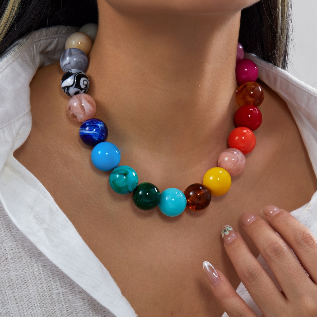 Kalung Manik-manik Bulat Besar - Men Accessories Aesthetic ulasan dan harga