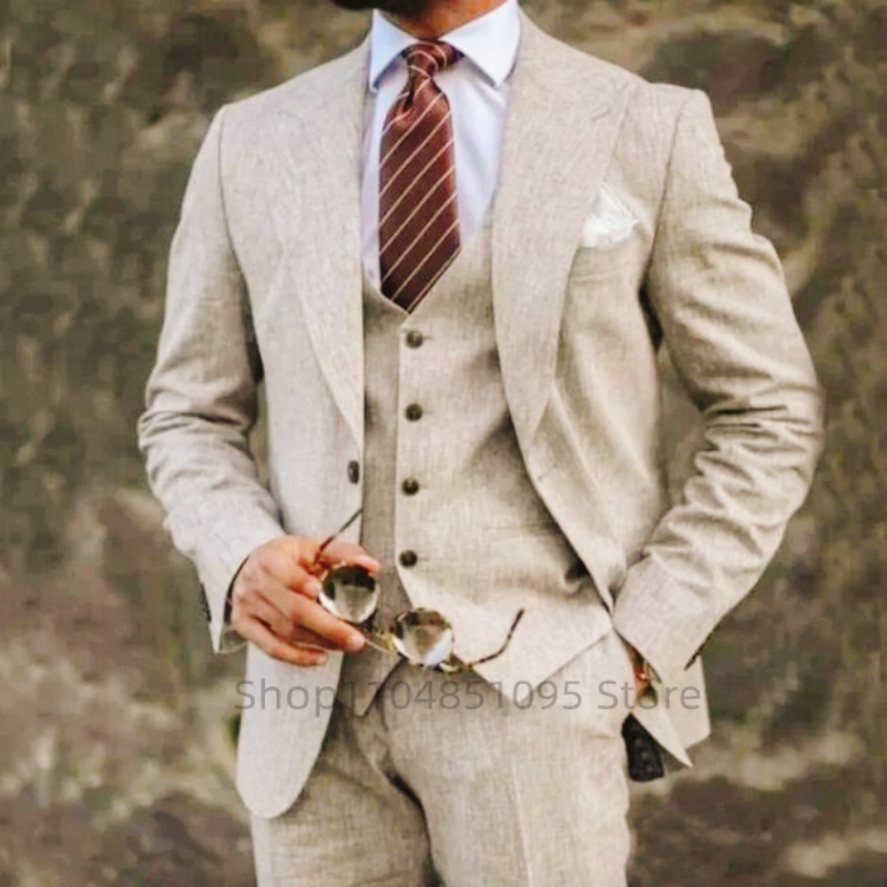 Setelan Pria Linen 3 Potong Be - Men Accessories Elegant ulasan dan harga