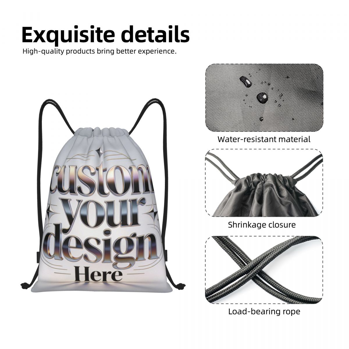 Tas Ransel Serut dengan Teks L - Men Accessories Shop ulasan dan harga