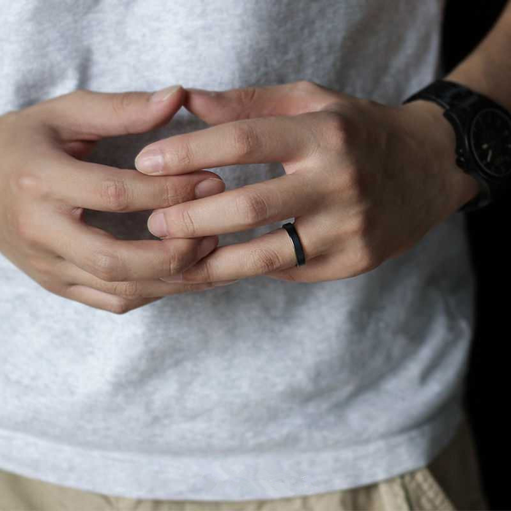 Cincin Keramik Hitam Matte 4Mm - Men Accessories Shop ulasan dan harga